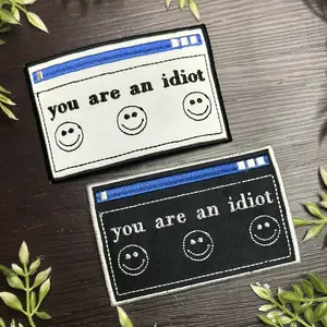 Iron-On Embroidery Patch "You Are An Idiot" Computer Virus Meme Internet Culture Embroidered Patch for Hats, Jackets, Clothing, Durable Twill with Premium Polyester Embroidered Design