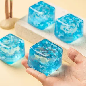 Snowflakes Ice Cube Water Drop Squeeze Toy in Blue,  Stress Relief Ball Ice Cube Squeeze Fun，Sensory Squeeze，Gift Toy - Sensory Toy Stress Relief Squeeze Fun -Stress-Reducing Blocks Relaxing and Fun Squeeze Toy Gift for Stress Relief，