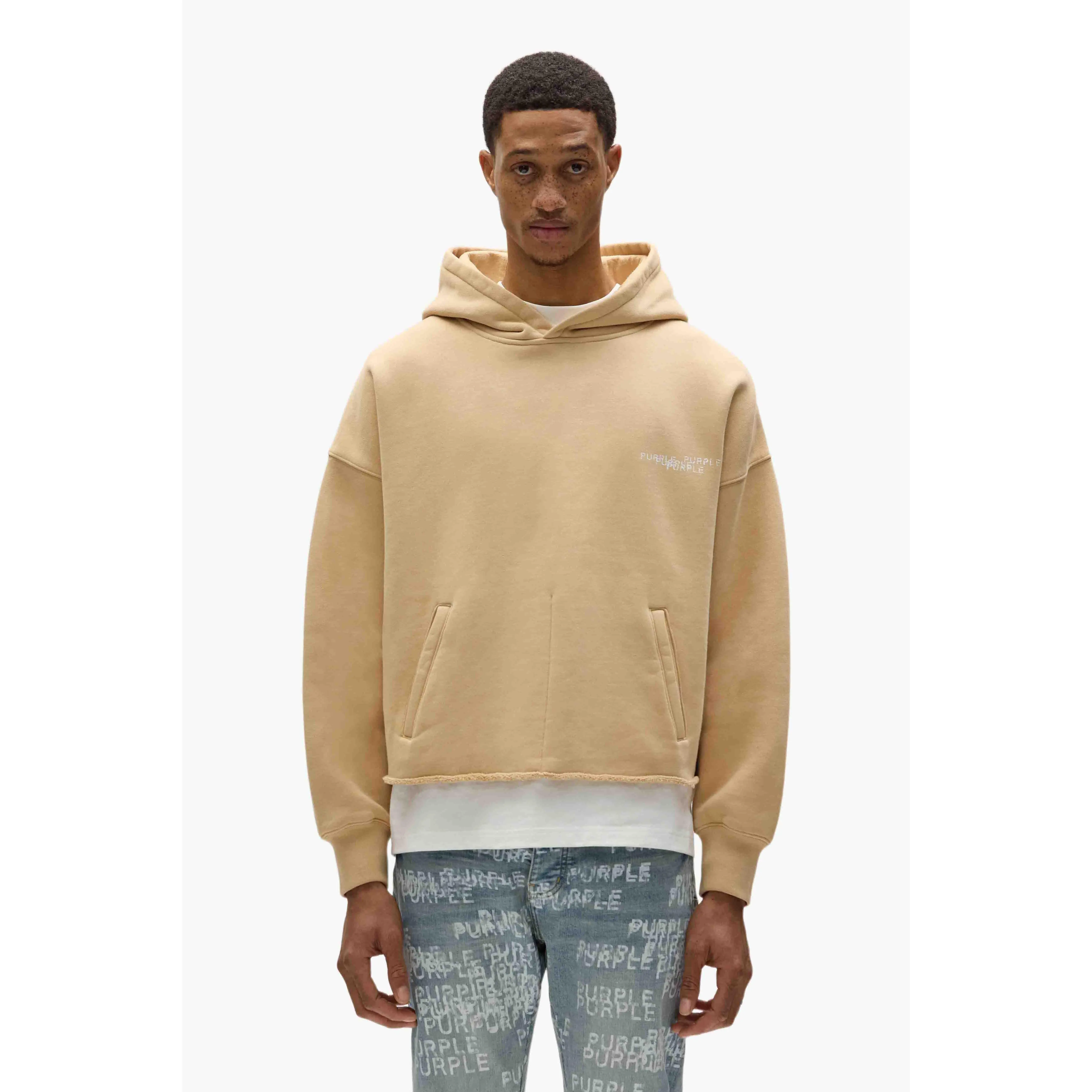 Newsprint Cropped Hoodie