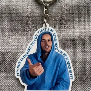 Standing on Busines Bieber Meme Keychain, Funny Quote Keychain, Cute Keyring, Pop Culture Gift, Bag Charm, Gift for Fans
