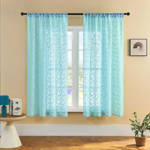 2pcs Embroidery Starfish Gauze Curtain Modern Style Curtain Suitable for Decorating Bedroom, Living Room, Office Thin Window Screen