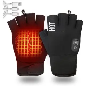 Rechargeable Heated Fingerless Gloves, Stocking Stuffers, Holiday Gifting, Thermal Windproof, Black hand warmer
