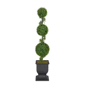 Puleo International 60in Topiary Triple Ball Boxwood Tree