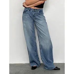Women's Wide Leg Boyfriend Jeans Straight Leg Denim Pants Low Rise Baggy Jeans Casual Loose Jeans Can be used with raincoat