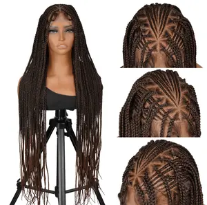 Valentine's Day SuperNova T1B/30 36” Special Top Design Full Lace Box Braided Wig - Handmade Premium Synthetic Fiber | Lightweight & Comfortable for Daily Wear!