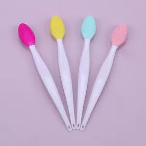 2pcs Beauty Skin Care Wash Face Silicone Brush Exfoliating Nose Clean Blackhead Removal Brushes Tools With Replacement Head