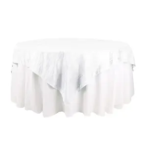 Taffeta 72"x72" Table Overlay Square Tablecloth White - Accordion Crinkle Design for Stylish Events