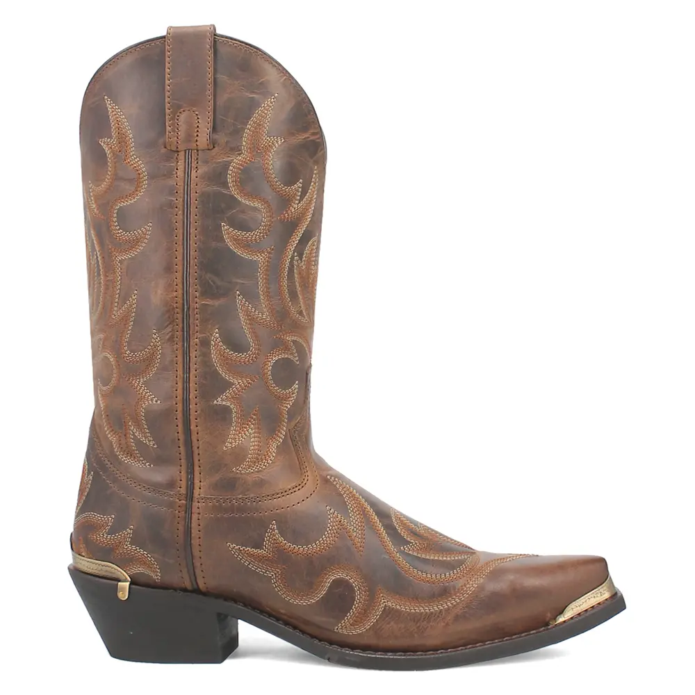 Laredo Mens Jameson Embroidered Snip Toe Pull On  Casual Boots Mid Calf - Brown