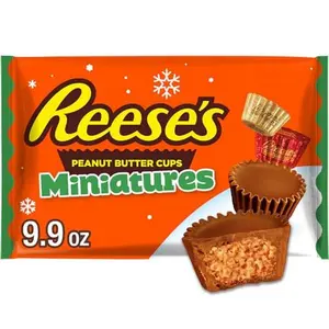 REESE'S Miniatures Milk Chocolate Peanut Butter Cups, Christmas Candy Bag, 9.9 oz