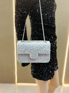 Rhinestone Embellished Flap Bag, Versatile Chain Shoulder Evening Bag, Luxurious Design, Ideal for Weddings, Parties, Gifts