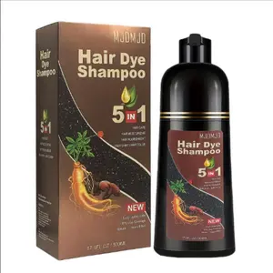 Dark Brown Hair Dye Shampoo 5 in 1 - Can cover gray hairs, Herbal Ingredients, Contains Ginseng Extract, Natural Haircoloring