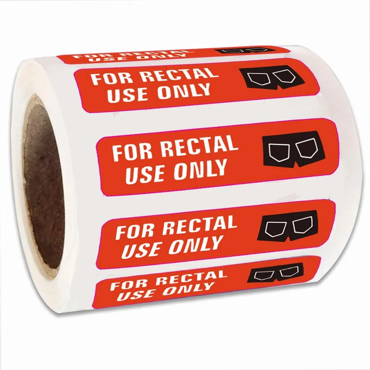 Rectal-Use Only Self Adhesive Sticky Labels, 1.5" x 0.375" Fluorescent Red Orange Permanent Adhesive Labels, 500 Per Roll, Self Adhesive Label