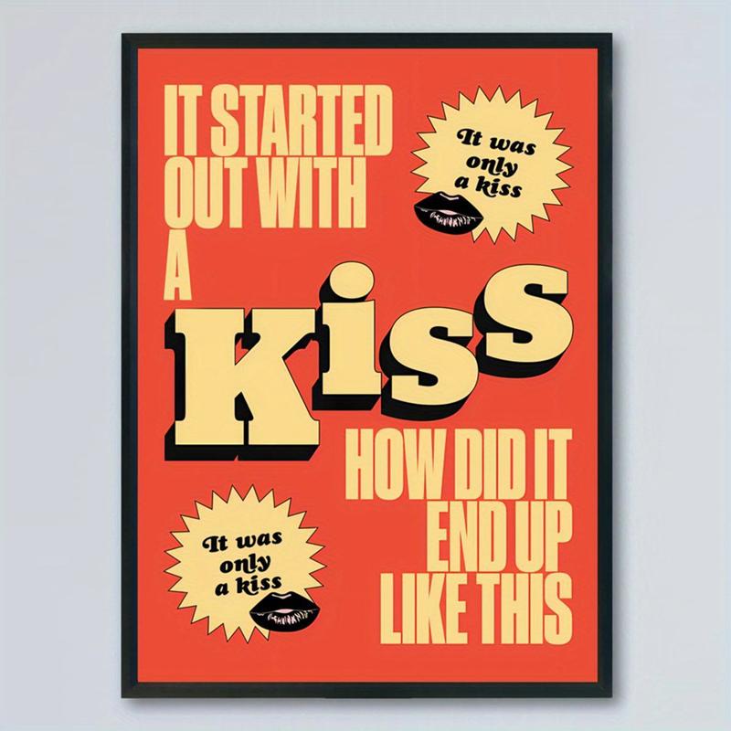 1pc Canvas Poster, It Was Only A Kiss Print, Lyrics Print Poster, Music Lover Poster Wall Art for Living Room, Wall Decor for Bedroom, Home Decor Room Decor Frameless