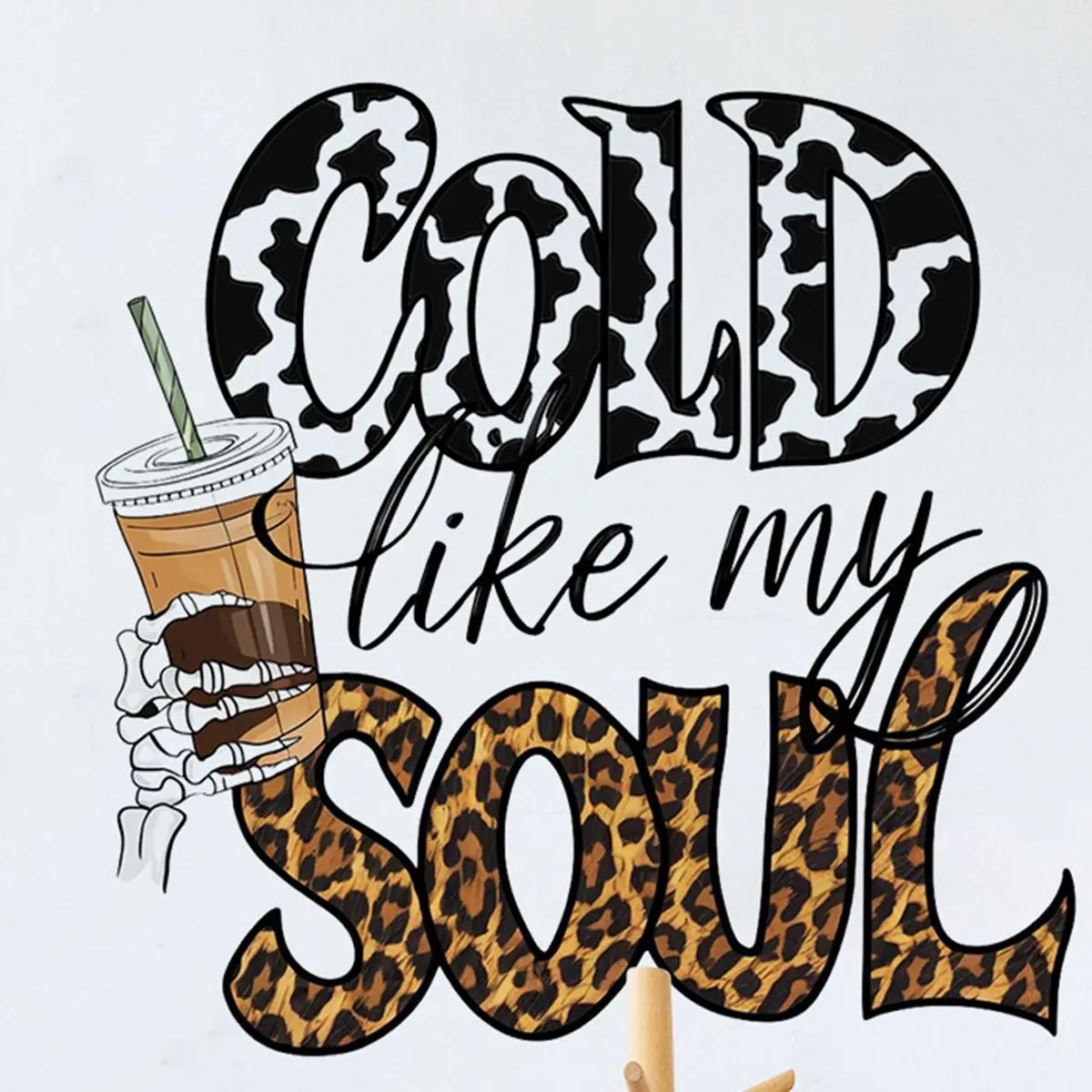 Leopard Print Cold Like My Soul Wall Sticker, Removable Self Adhesive Wall Decal, Decorative Sticker for Home Kitchen Coffee Shop, Ornaments