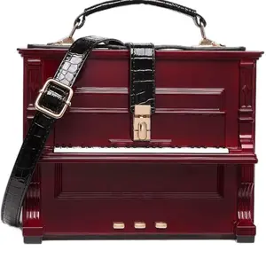 Fabric Type Acrylic Origin Imported Closure Type Twist Lock Lining Polyester About this item Piano shaped Purse Funny and chic women novelty bag crossbody bag purse Approximate Dimensions (in inches): 8.6 H X 7.09W X 3.54 D