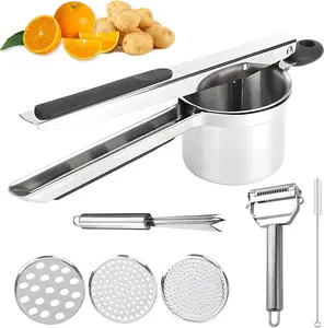 Stainless Steel Potato Ricer 15 oz with 3 Interchangeable Discs - Heavy - Duty and Durable Kitchen Tool for Effortless Mashing