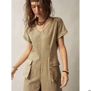 - Bohemelawomen Scasualbatwingslevetie FrontBacksywumpsuitwithpockets