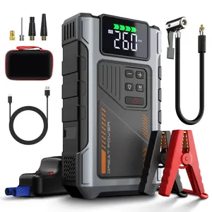 2500A Car Jump Starter with Air Compressor, 150PSI Tire Inflator, Portable 12V Jump Box, Up to 8L Gas or 6.5L Diesel Engine Powered Battery Charger Vehicle