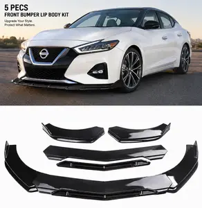 Universal Front Bumper Lip Splitter & Side Skirt Kit, Gloss Black Sport Style Body Kit for Sedan SUV Coupe, ABS Chin Spoiler Diffuser Protector, Racing Exterior Accessories