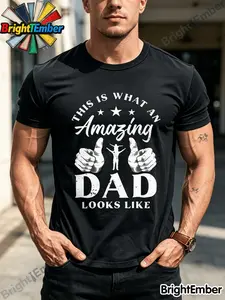 Men'S This Is What an Amazing for Dad Looks Like Graphic T-Shirt, 100%, Proud for Dad Quote Tee, Father'S Day Gift, Birthday Present for Dad, Husband, Bold Stylish Design, Soft Breathable Fabric, Great for Daily Wear, Family Gatherings