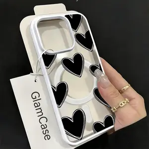 Doodle Heart Phone Case,Minimalist Line Art Style for iPhone 17 16 15 14 13 12 11 Plus Pro Max. Samsung Galaxy S22 S23 FE S24 Plus S25 ULTRA FE Plus