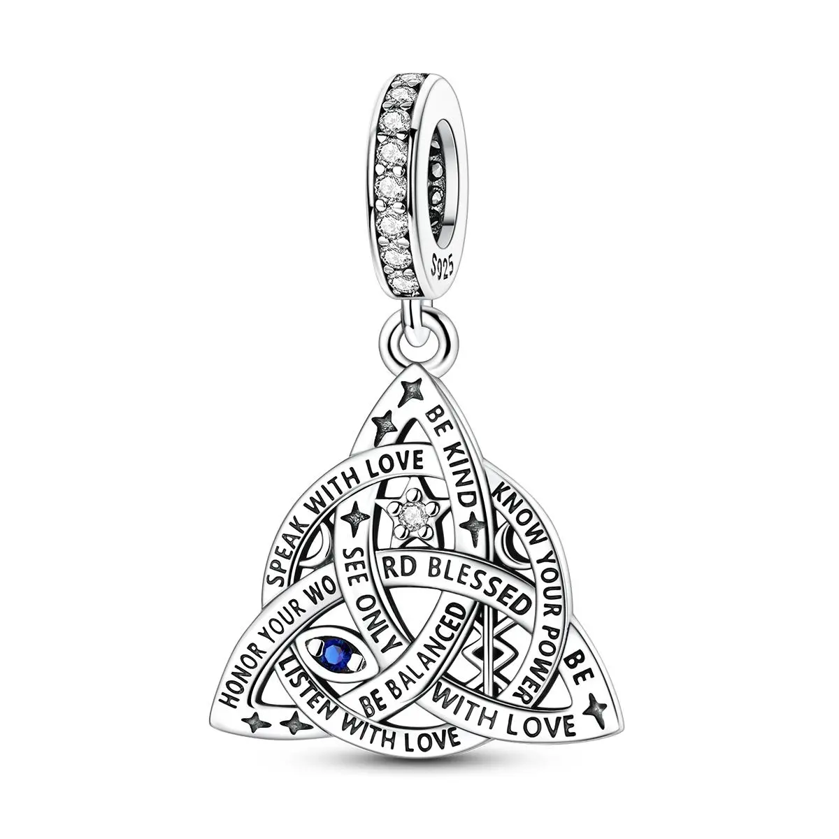MULA 925 Sterling Silver Celtic Knot Pendant – The inspirational quote "Speak with Love" symbolizes spiritual protection and strength, making it an ideal gift for women. Compatible with Pandora bracelets.