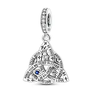 MULA 925 Sterling Silver Celtic Knot Pendant – The inspirational quote "Speak with Love" symbolizes spiritual protection and strength, making it an ideal gift for women. Compatible with Pandora bracelets.