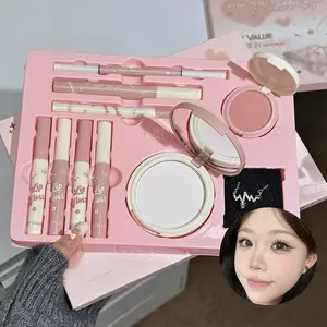10-in-1 Makeup Gift Set Alert! | 4PC Lip Mud + Face Powder + Blush + Eye Essentials (Eyeliner, Mascara, Brow Pencil)+Necklace | Multipurpose Cosmetics Kit