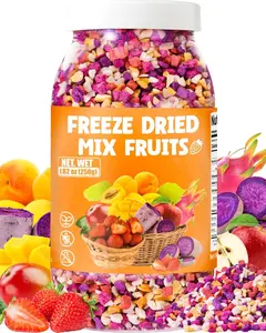 8.82oz Freeze Dried Mixed Fruit Snacks (250g) Crunchy Fruit Bites Strawberry Mango Apple Peach Dragon Fruit Purple Sweet Potato Healthy Snack for Yogurt Smoothies Baking & On The Go