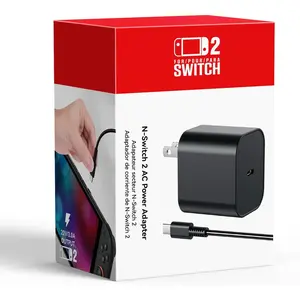 2 Charger - 60w AC Power Adapter for  2/1, 5FT/1.5M UBC , Support 4K TV Dock, PD3.0    20V/3A for  Wii Charger, [Replacement for OEM Switch2 Charger]