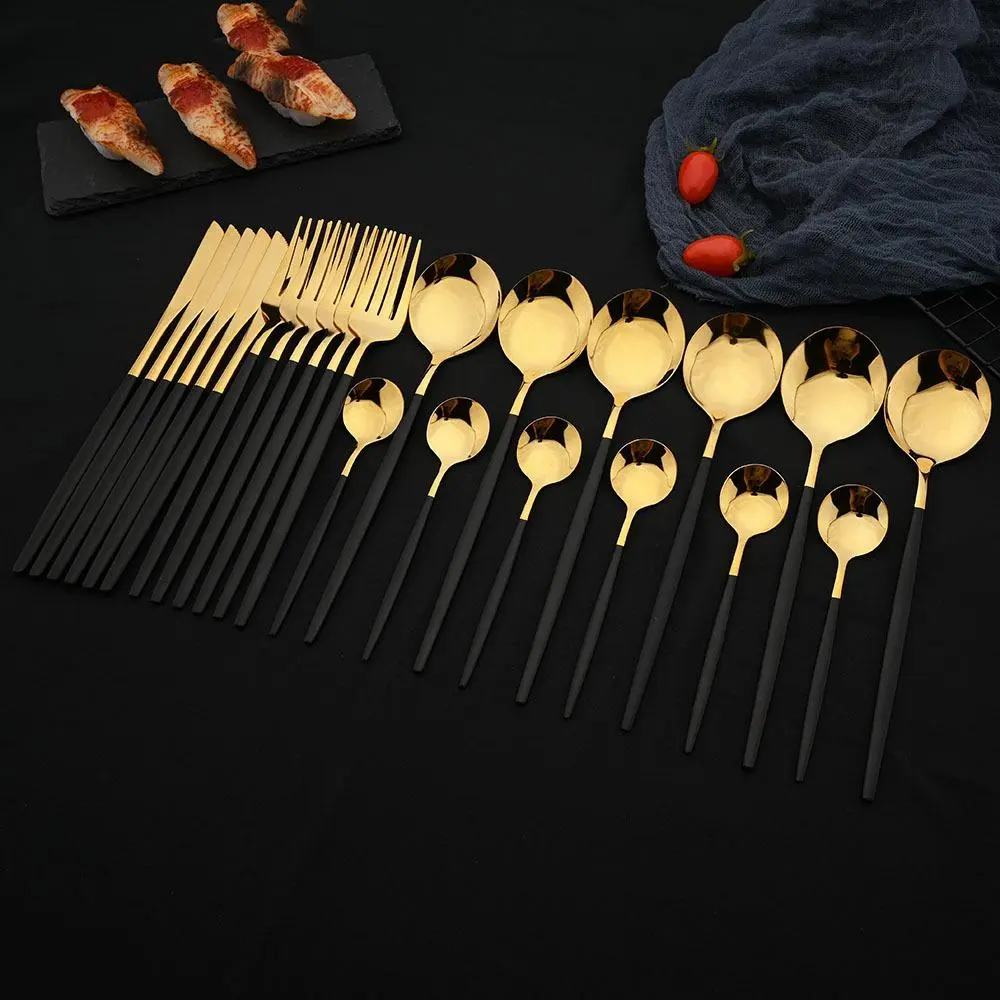 Household Stainless Steel Tableware Set, 24pcs/set Spoon, Fork, Knife, Party Cutlery Set, Utensils Set, Serving Utensils Set, Cutlery & Tableware Supplies, Father's Day Gift, Dinnerware Set