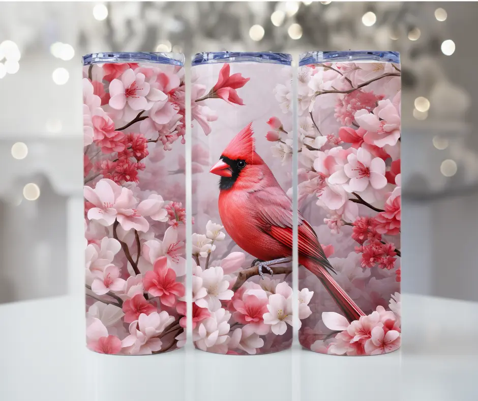#78 Male Cardinal with Cherry Blossoms Tumbler