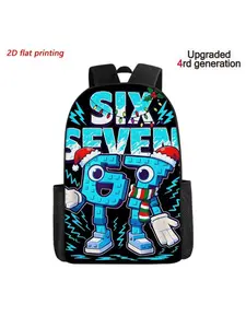A 2D Print Pattern Featuring a Unique Classic Design of The Number 67, Now in Its Fourth Generation Upgrade. This Unisex Backpack Combines a Minimalist Academic Style with Trendy Fashion for Everyday Commuting. It Includes Adjustable Shoulder Straps