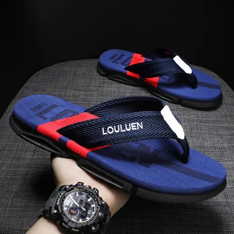Quick Surf Men's Anti-Slip Support Beach Style Flip Flops - Woven Strap, Comfortable Insoles, Casual Footwear for Summer Daily Home & Outdoor Use, Anti-Slip Support Men's Flip Flops