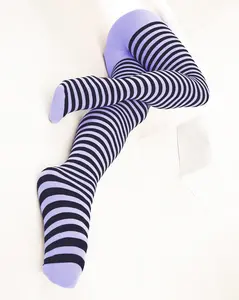 Black Striped Tights 70 Denier - Lilac