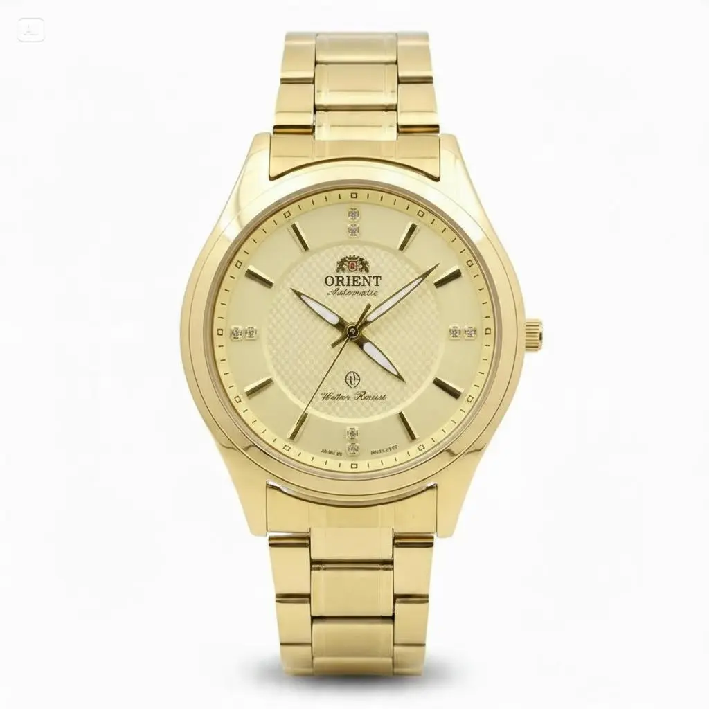HorusTime Luxury Minimal Men Quartz Wristwatch, Gold Tone Stainless Steel Strap, Roman Numeral Dial, Business Formal Gentleman Watch for Daily and Gift gold-tone