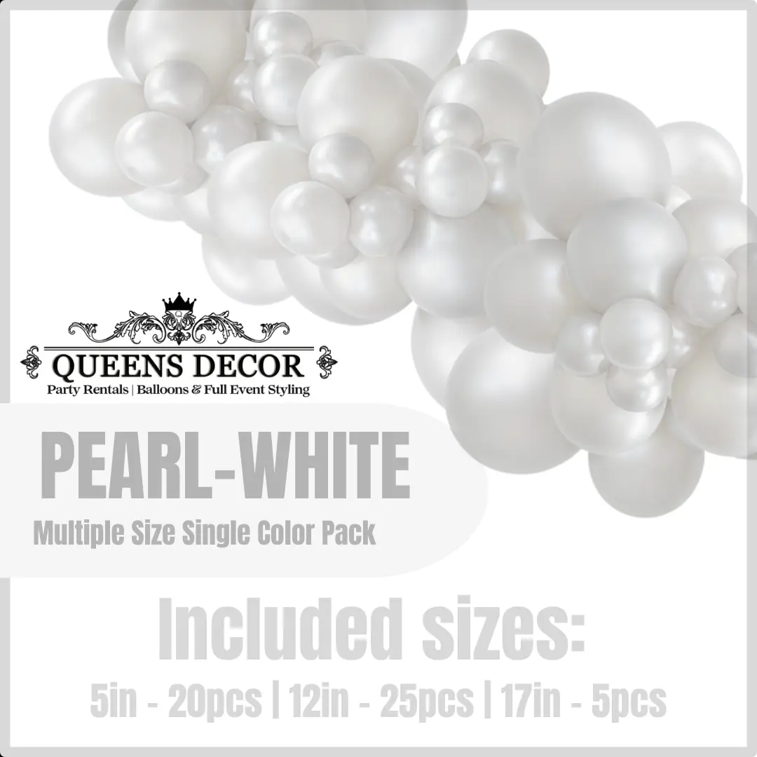Pearl White Balloons Packs multiple sizes 5", 12", 17", and more base on selected package
