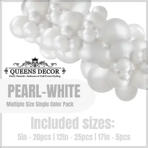 Pearl White Balloons Packs multiple sizes 5", 12", 17", and more base on selected package