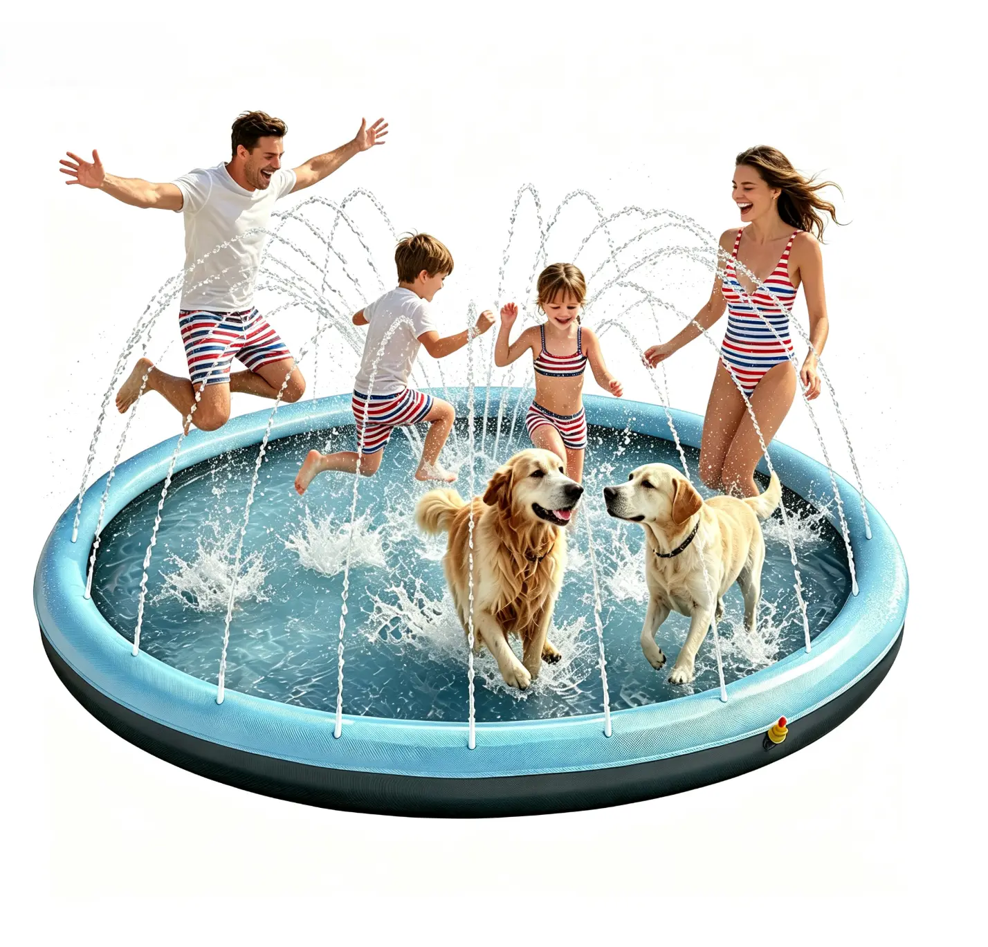 Dog Splash Pad Sprinkler, Non-Slip Durable Splash Pad with Thickened Edges, Easy to Fold & Store, Eco-Friendly Pet Wading Pool for Backyard Summer Fun, Fits Dogs and Children, Summerwins