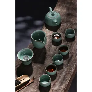 Longquan Celadon Ge Kiln Xishi 10 Head Teapot set