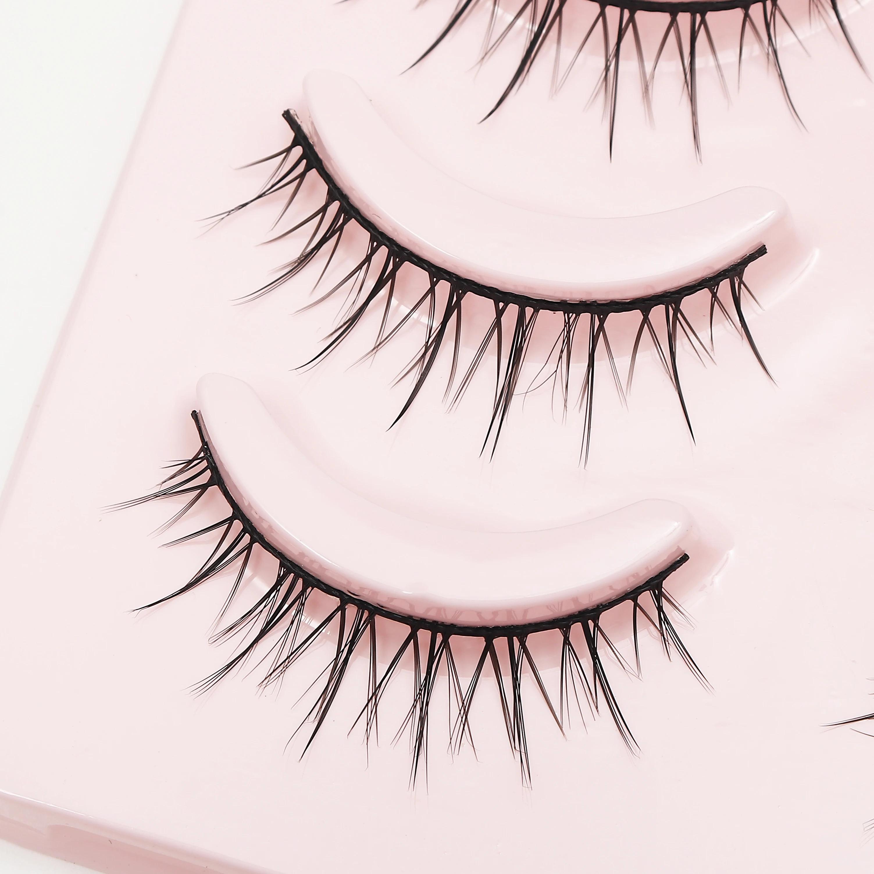 Fake Eyelash Anime Lashes 5 Pairs Little Devil Eyelashes Natural Daily Makeup Manga Eyelashes Clear Band Eyelashes