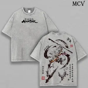 Aang Shirt, Avatar the Last Airbender Shirt, Animated Shirt, Vintage T-Shirt Menswear Top Underwear Tshirt The Last Air Nomad - The Avatar Anime Double Printed  Washed Tee Unisex Oversize Anime Manga