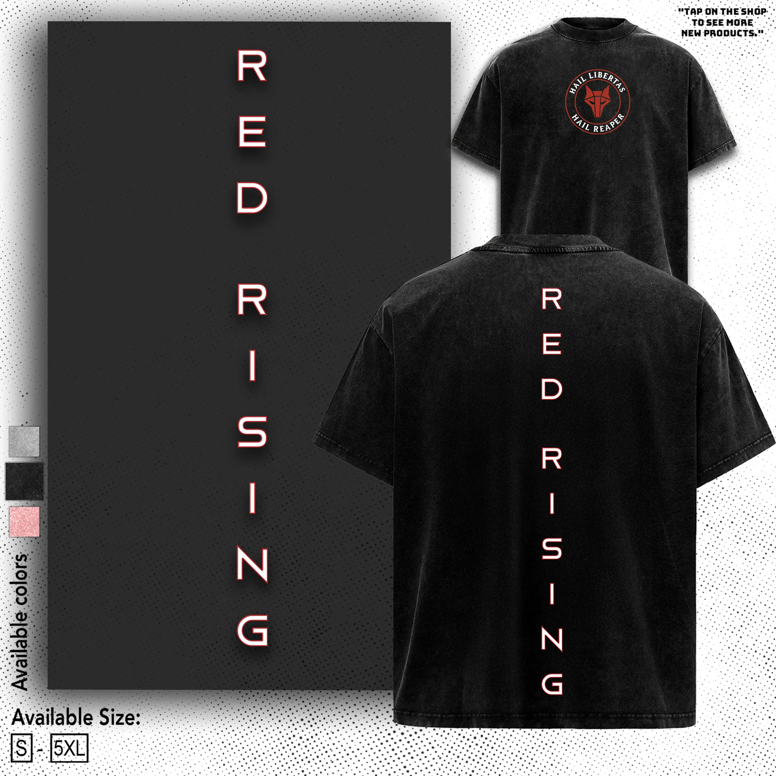 Hail Libertas! Hail Reaper! Vintage Red rising Oversized T-Shirt Themed, Red Rising Book Graphic Tee Washed Heavy Cotton Tshirt, red rising merch, Unisex Booktok Gift Fabric Menswear Seamless Tops