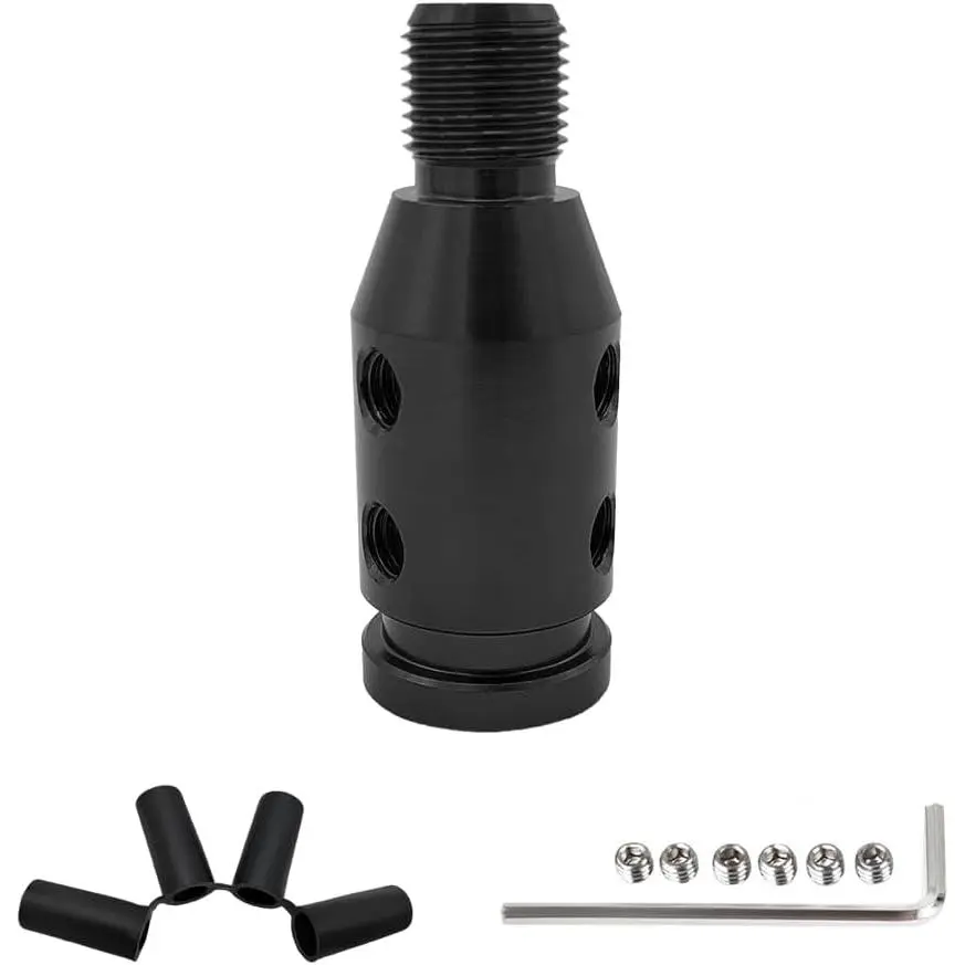 Universal Gear Shift Knob Adapter, M10*1.5 Aluminum Alloy Shifter Knob Adapter for Non-Threaded Shifters, Shifter Knob Boot Retainer Gear Stick Connector, Car Accessories (Black)