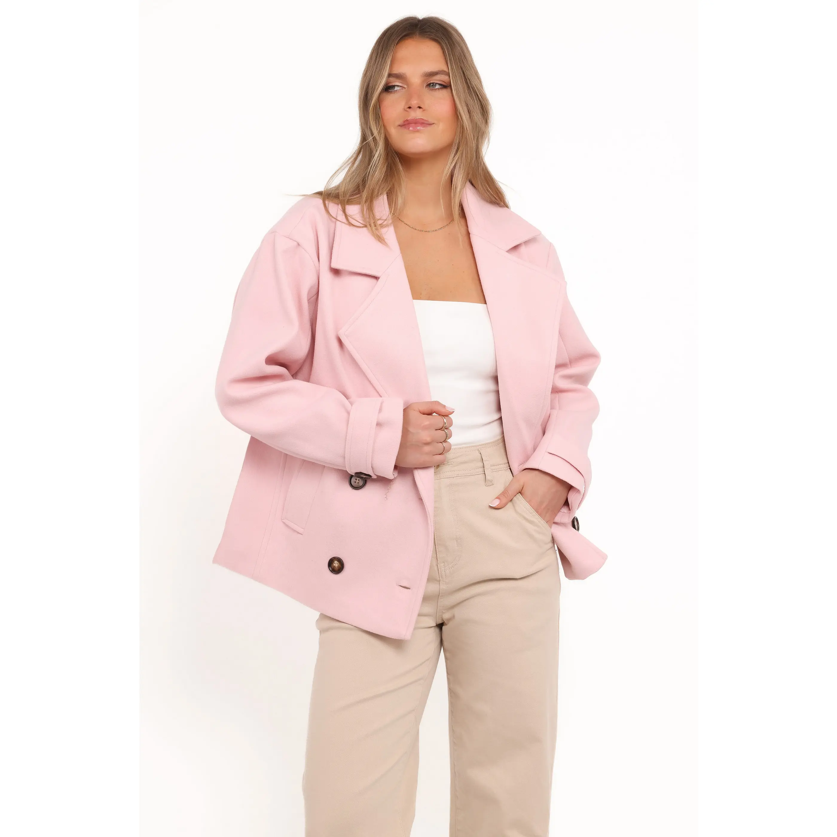 Lindy Cropped Coat - Baby Pink