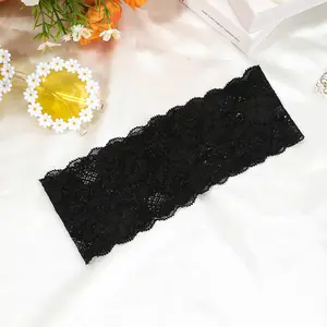 AWAYTR Solid Color Lace Elastic Headbands Fashion Fabric Bow Wide Headband Hair Accessories For Women Party Headwear