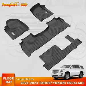 YITAMOTOR Floor Mats 3 Row Liner Set Car Accessories for 2021-2025 Chevrolet Tahoe/GMC Yukon/Cadillac Escalade with 1st & 2nd Row Bench Seats, Unique Black TPE All-Weather Guard car  floor  mats car mat Automotive Protector