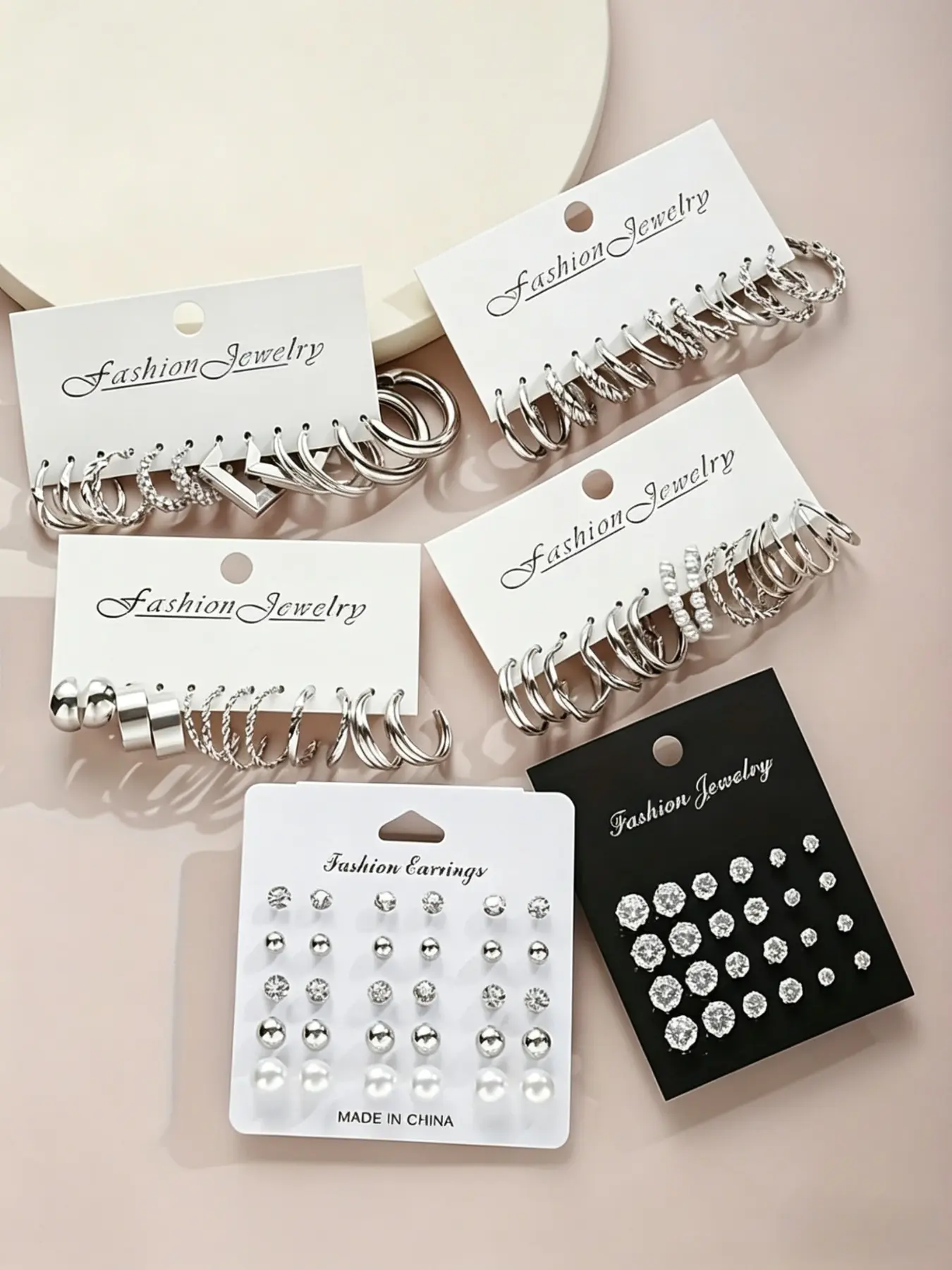 Rhinestone Decorated Jewelry Set, Chic Gorgeous Jewelry, Elegant Jewelry Set, Earring Stacking Set, Valentine's Day Gift, Jewelry Set for Women & Girls, Fashion Accessories for Party, Daily Clothing Decor, Fashionable Jewelry Set