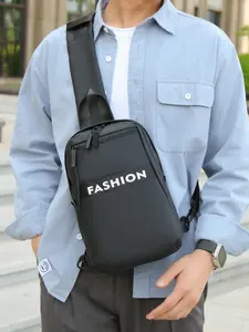 Men's Casual Fashionable Solid Color Crossbody Bag, Simple Design Double Zipper Crossbody Bag for Daily Commuting, Work, College, Street