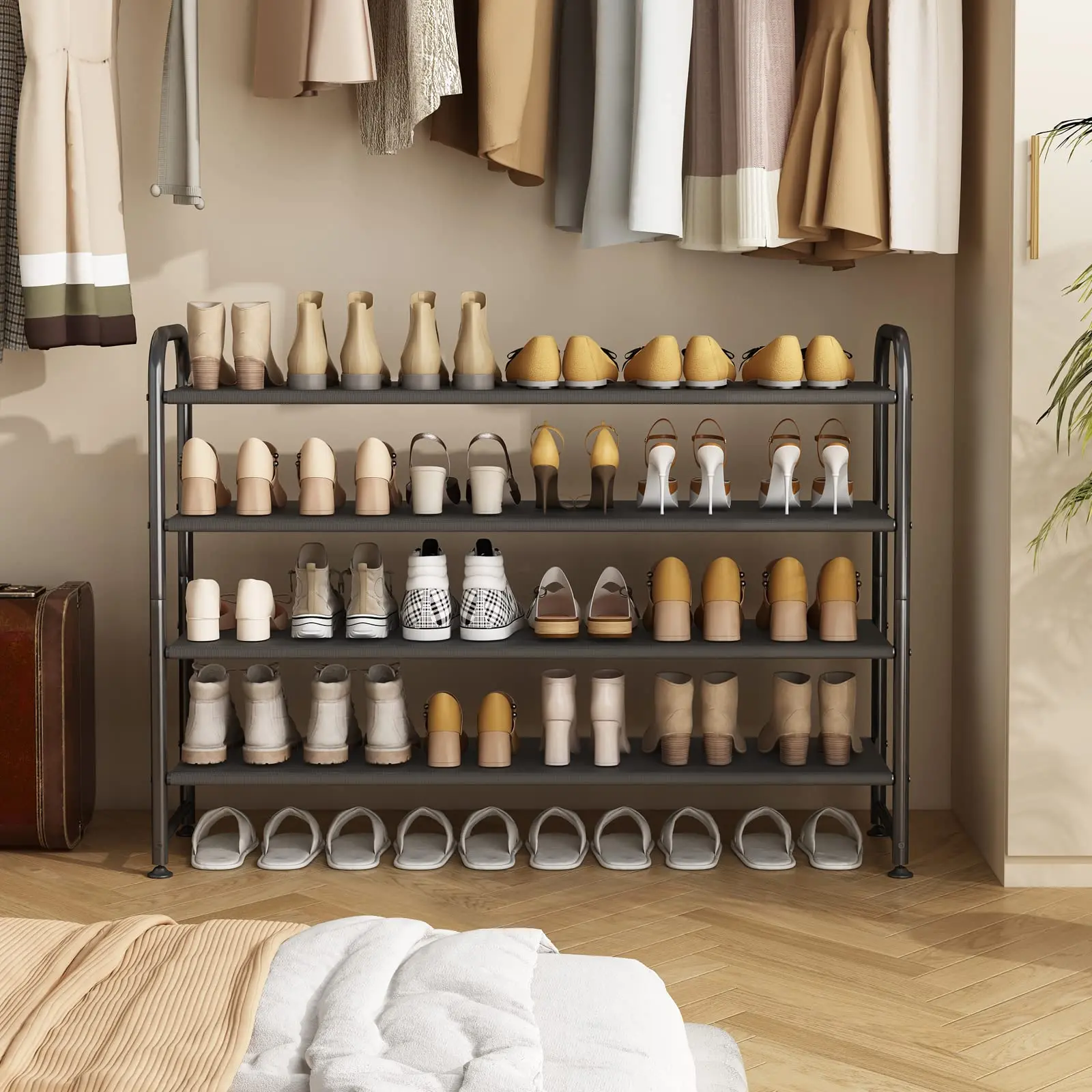Water Proof Shoe Rack 2 Tier 3 Tier 4 Tier Smooth Long Storage Organizer Metal Shoe Shelf for Closet Cabinet Entryway Grey Black Bronze Deals For You Days